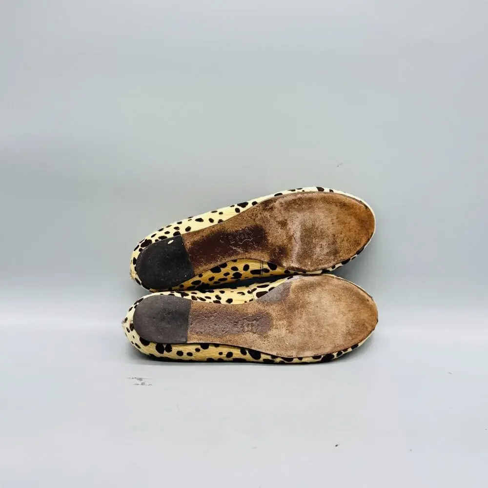 Tory Burch Shoes Womens 7 Beige Cheetah Calf Hair Ballet Flats Slip On Comfort